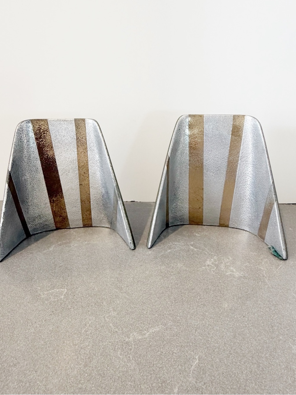 Rare Vintage Ben Seibel Shovel Bookends In Brass And Chrome set